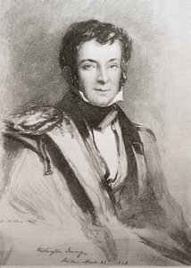IRVING, Washington (1783-1859). US-amerikanischer Romanautor und Historiker. Porträt gemacht in Sevilla (1828). Lithographie. von Unknown artist
