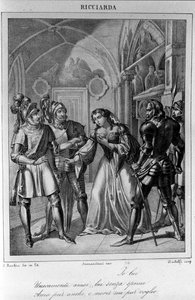 Illustration zu Akt III von „Ricciarda“ des italienischen Dichters und Dramatikers Ugo Foscolo (1778-1827) 19. Jahrhundert von Unknown artist