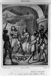 Illustration zur letzten Szene von Akt V von „Ricciarda“ des italienischen Dichters und Dramatikers Ugo Foscolo (1778-1827) 19. Jahrhundert von Unknown artist