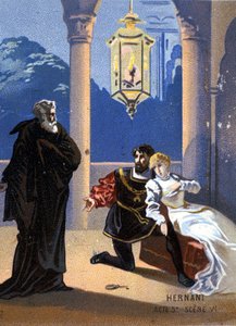 Illustration von „Ernani“ von Giuseppe Verdi (1813 - 1901), Akt V, Szene 6, Oper uraufgeführt 1844 nach Victor Hugos Tragödie „Hernani“. Chromolithographie aus dem späten 19. Jahrhundert von Unknown artist