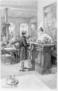 Illustration von „Rot und Schwarz“. Stendhal. 1831. Gravur aus dem späten 19. Jahrhundert.