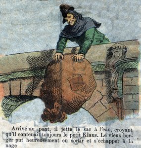 Illustration aus dem späten 19. Jahrhundert für das Märchen von Hans Christian Andersen (1805-1875) „Groß Klaus und Klein Klaus“. Private Sammlung von Unknown artist