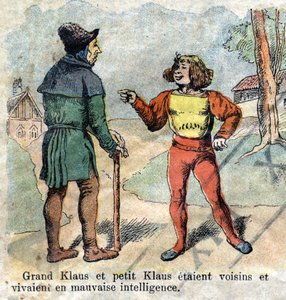 Illustration aus dem späten 19. Jahrhundert für das Märchen von Hans Christian Andersen (1805-1875) „Groß Klaus und Klein Klaus“. Private Sammlung. von Unknown artist