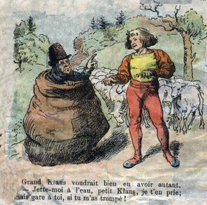 Illustration aus dem späten 19. Jahrhundert für das Märchen von Hans Christian Andersen (1805-1875) „Groß Klaus und Klein Klaus“. Private Sammlung. von Unknown artist
