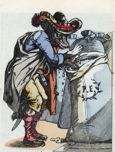 Illustration aus dem Märchen „Compere le Loup, Maitre Renard, Comere la Chevre et ses petits biquets“ nach einer Fabel von Jean de La Fontaine. In „Märchen aus dem Heim für die Kleinen“. Anonyme Gravur aus dem 19. Jahrhundert.