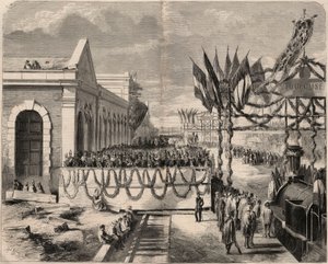 Einweihung der Eisenbahn von Toulouse nach Sete im Jahr 1857. Gravur in „Le Monde illustrious“ von 1857. Private Sammlung. von Unknown artist