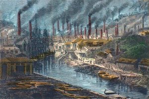 Industrielle Revolution - Industrielle Revolution: Überblick über Herrn Vivians Kupferwerk in Swansea, Wales - Vereinigtes Königreich (Wales) - Vereinigtes Königreich von Unknown artist