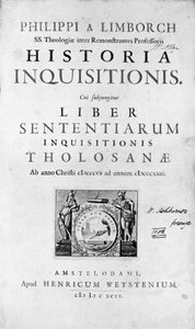Inquisition. Frontispiz von „Geschichte der Inquisition“, Amsterdam 1692