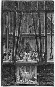 Interieur des artesischen Brunnens von Passy im Jahr 1888 in „le journal de la Jeunesse“ von 1888.