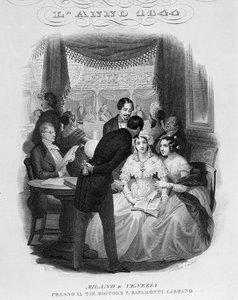 Innenansicht einer Loge des Teatro alla Scala. 1844