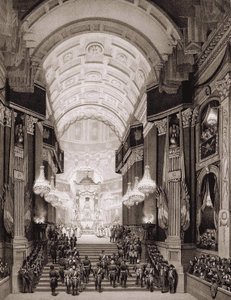 Innenraum der Kirche der Invaliden während der religiösen Zeremonie am 15.12.1840. (Überführung der Asche von Napoleon I. zu den Invaliden) von Unknown artist
