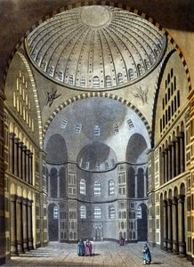 Innenansicht der Hagia Sophia Moschee in Konstantinopel - in „Das alte und moderne Kostüm“ von Ferrario, ed. Mailand
