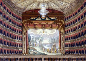 Innenansicht des Teatro alla Scala in Mailand. Gravur vor 1850 von Unknown artist