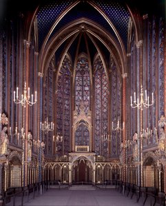 Innenansicht der Sainte Chapelle von Paris: Hohe Kapelle, Architektur von Unknown artist