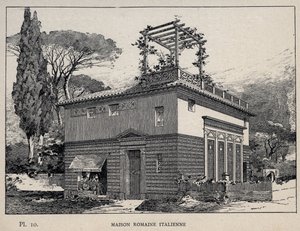 Italienisches römisches Haus - Gravur von 1889 in 