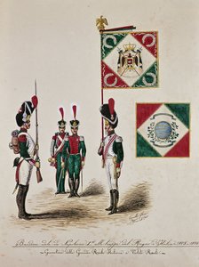 Italienische Armeeflagge zur Zeit Napoleons I. (Gravur) von Unknown artist