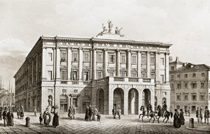 Italien, Triest, Blick auf das Teatro Grande, Gravur von Unknown artist