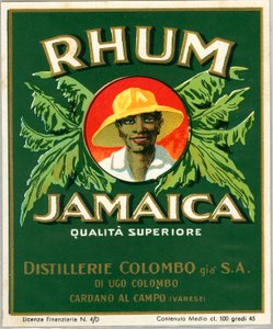 Jamaika Rum Alkoholwerbung (Chromolithografie, Ende des 19. Jahrhunderts)