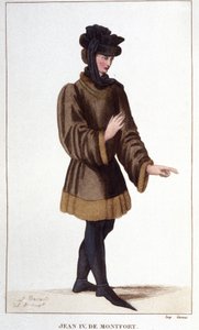 Jean de Montfort (1293-1345). Bei der Durchsetzung seiner Rechte erklärte er den Erbfolgekrieg der Bretagne. Gravur aus dem Jahr 1830. von Unknown artist