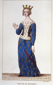 Jeanne de Bourbon (1338-1378), Königin von Frankreich von 1364 bis 1378. Gravur von 1830 von Unknown artist