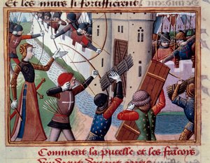 Johanna von Orleans bei der Belagerung von Paris führte den Angriff auf das Saint-Honoré-Tor am 8. September von Unknown artist