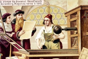 Johannes Gensfleisch Gutenberg (1400-1468). um 1440. Chromolithographie des 19. Jahrhunderts von Unknown artist