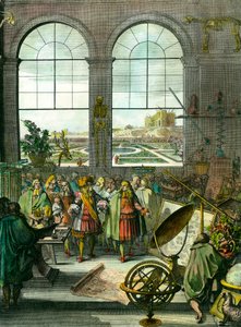 König Ludwig XIV. besucht die Baustelle, im Hintergrund das noch im Bau befindliche Pariser Observatorium von Unknown artist