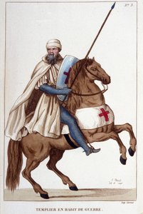 Tempelritter in Kriegsrüstung des 14. Jahrhunderts (Gravur 1830) von Unknown artist