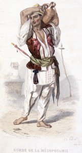 Kurdischer Mesopotamier trägt eine Amphore. Um 1810-1860.
