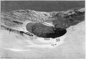 Die Katastrophe von Saint-Gervais oder Katastrophe des Gletschers der Tete Rousse (Département Haute-Savoie) (12-13. Juli 1892) - Gletscher von Tette-Rousse - innere Höhle und Wand des Gletschers, Gravur in „La Nature“ - 20. August von Unknown artist