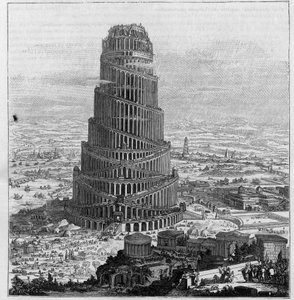 Der Turm von Babel, nach Pater Kircher - (Reduzierte Gravur von „Turris Babel“) von Unknown artist