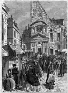 Die Novene der heiligen Genoveva in Saint Etienne du Mont in Paris - Gravur in „Le Journal Illustré“