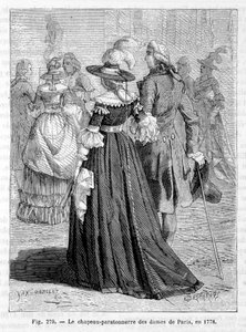 Damen von Paris mit Blitzableiterhut 1778 - Gravur von Unknown artist
