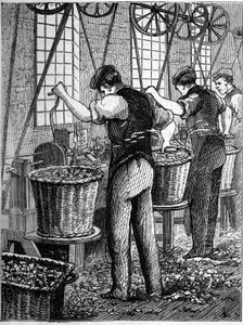 Große englische Industrien: Walter Evans Baumwollspinnerei in England im Jahr 1863. Herstellung von Spulen von Unknown artist