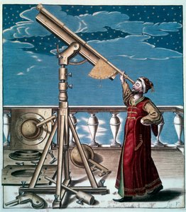 Der Astronom: Ein Mann beobachtet die Sterne durch das Teleskop