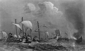 Die Schlacht von Salamis und die Niederlage von Xerxes, 5. Jahrhundert. In „Allgemeine Geschichte der Marine“ unter der Leitung von Herrn Van Tenac. von Unknown artist