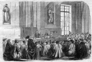 Der Kurs des Sekundarunterrichts für junge Mädchen an der Sorbonne: Chemieunterricht - Gravur in „Le Journal Illustré“ von Unknown artist