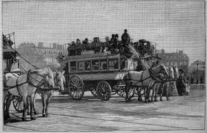 Die Omnibusse von Paris im 19. Jahrhundert: der moderne Omnibus - Gravur von 1892