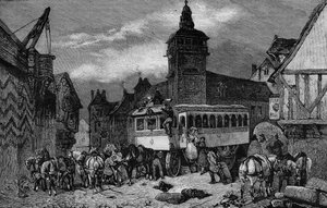 Die Omnibusse von Paris im 19. Jahrhundert: das Auto hat 60 Sitze - Gravur von 1892 von Unknown artist
