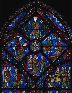 Leben des heiligen Jakobus des Älteren, oberer Teil des Fensters, Glasmalerei (12. Jahrhundert), Kathedrale von Chartres (Unesco-Welterbeliste) von Unknown artist