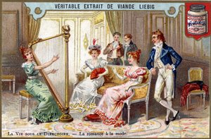 Leben unter der Direktoriumsregierung: Romantik in Mode. Chromo Liebig aus dem späten 19. Jahrhundert von Unknown artist