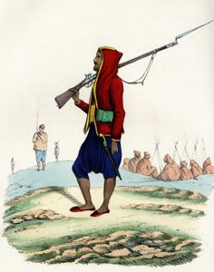Leichte Infanterie von Emir Abd-el-Kader, Widerstand der französischen Armee Afrikas während der Algier-Expedition im Jahr 1830. In „Storia d
