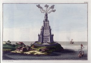 Leuchtturm von Alexandria. Gravur aus dem frühen 19. Jahrhundert von Unknown artist