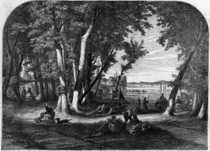 Die Insel Croissy, im Sommer - Gravur in „Le Journal Illustré“ von Unknown artist