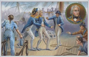 Lord Nelson verwundet in der Schlacht von Trafalgar 1805 von Unknown artist