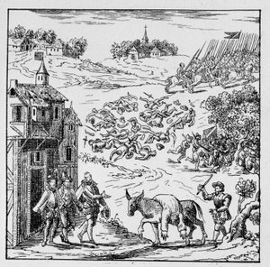 Louis I. von Bourbon, Prinz von Condé (Bourbon-Condé) (1530-1569) wurde im Kampf getötet und sein Körper, auf eine Eselin gelegt, wurde nach Jarnac gebracht, der ganzen Armee gezeigt und dann an den Herzog von Longueville verkauft, seinen Schwager, der ihn von Unknown artist