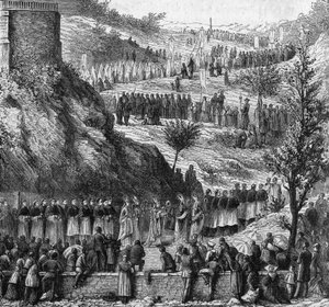 Lourdes 1864: die Prozession zur Grotte zur Einweihung der Statue der Unbefleckten Maria von Unknown artist