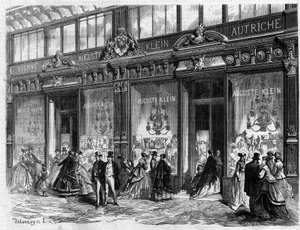 Luxus in Paris: Eröffnung des Geschäfts von Auguste Klein Boulevard des Capucines. Gravur in „Das illustre Universum“ von Unknown artist