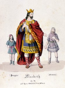 Macbeth-Figur in der gleichnamigen Oper von Giuseppe Verdi (1813 - 1901) nach dem Werk von William Shakespeare. 1847. Gravur