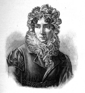 Madame de Genlis - Porträt von Stéphanie gratuliert dem Wappen von Saint Aubin (Saint-Aubin) (1746-1830), Gräfin von Genlis, französische Schriftstellerin.